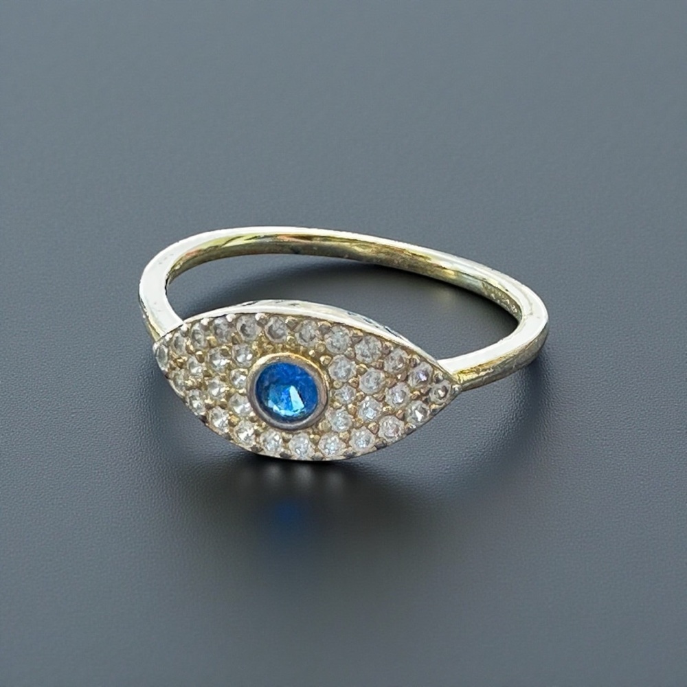 Evil Eye Sterling Silver Gold-Plated Ring